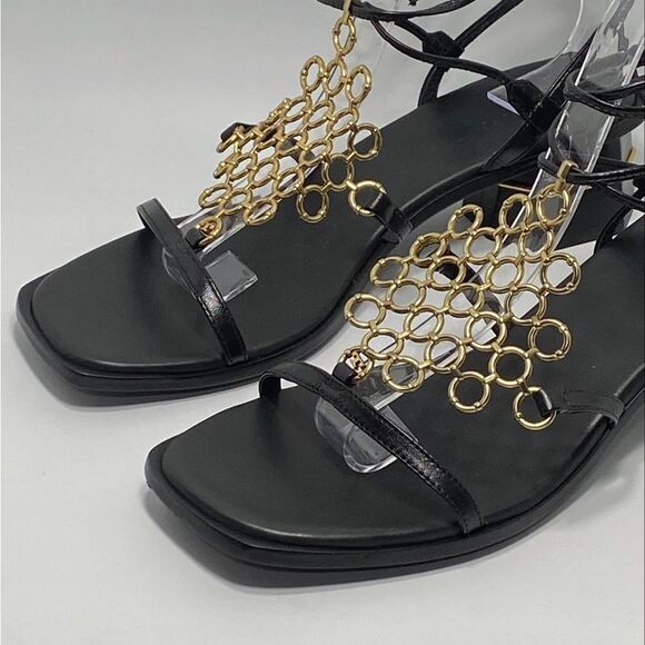 Tory Burch Multi-Logo Leather Lace-Up Sandals size 9 - Picture 4 of 13